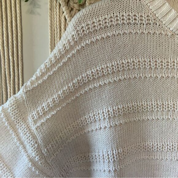 CUPCAKES & CASHMERE Chunky Cable Knit High Low Cream Sweater Size Large - Picture 4 of 13